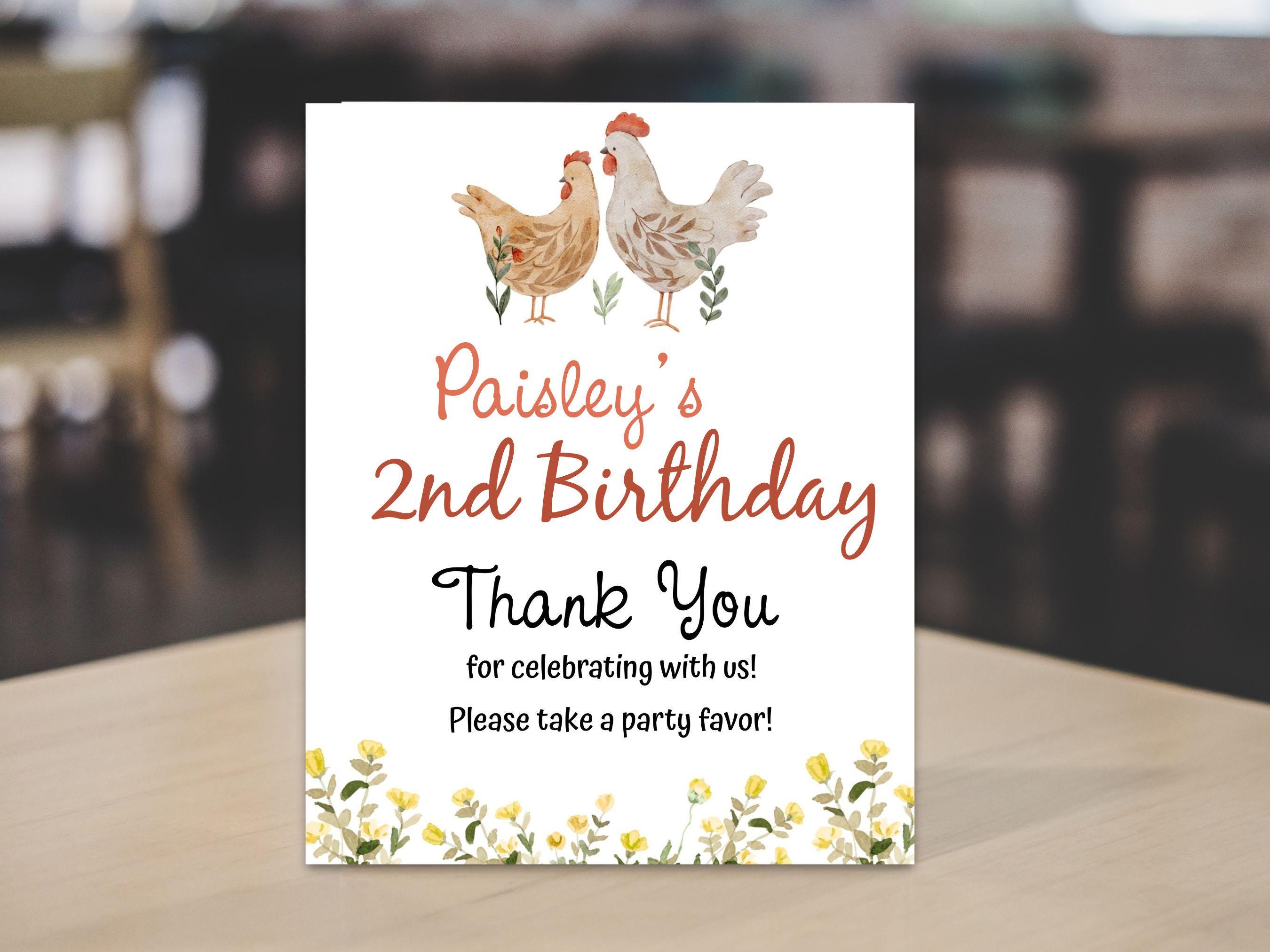 Editable Chicken Sign, Cute Farm Animal Birthday Party, Little Chick ...