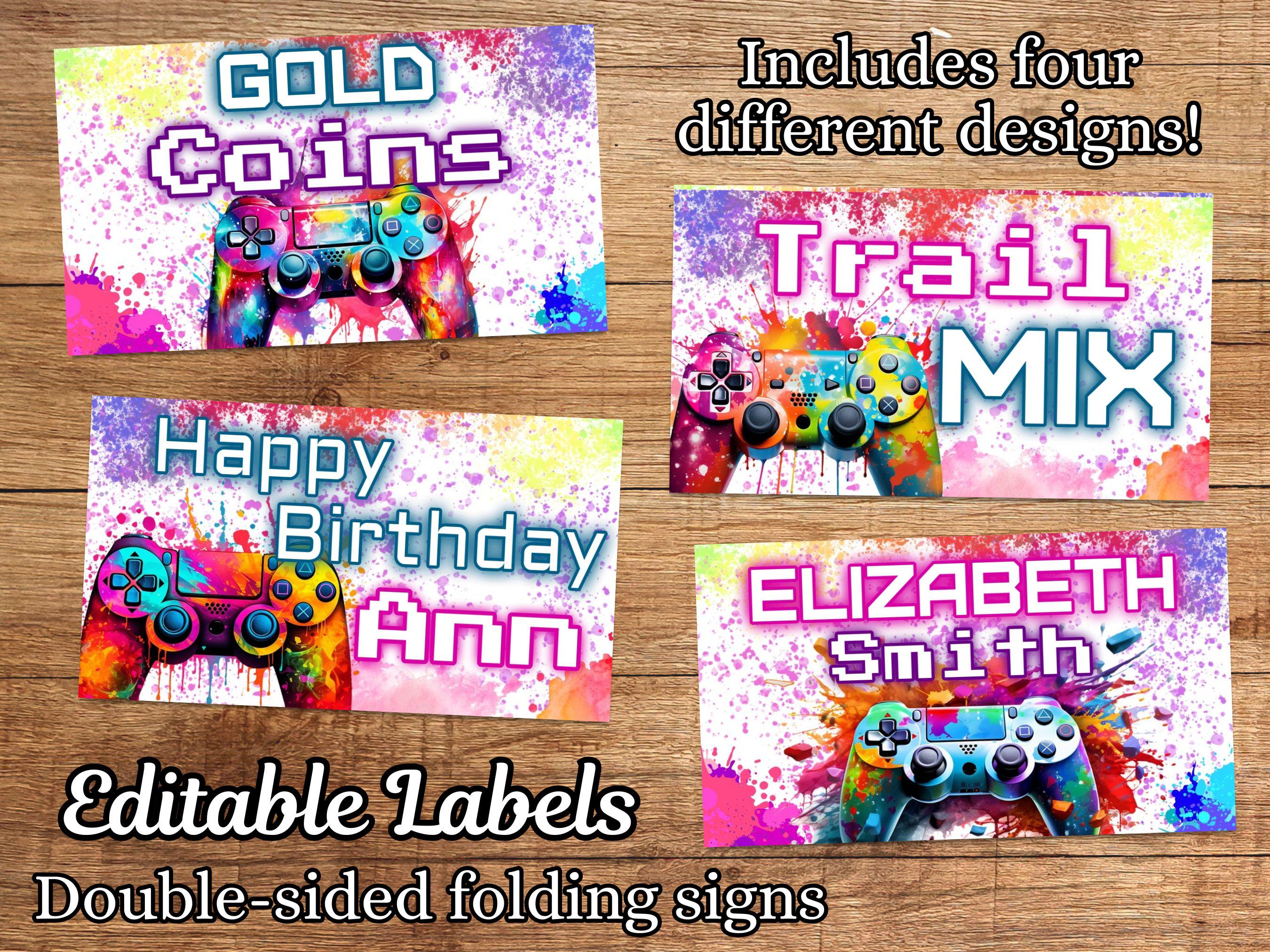 Streamer Label Editable Video Game Decorations Bundle, Girl Station Controller ...