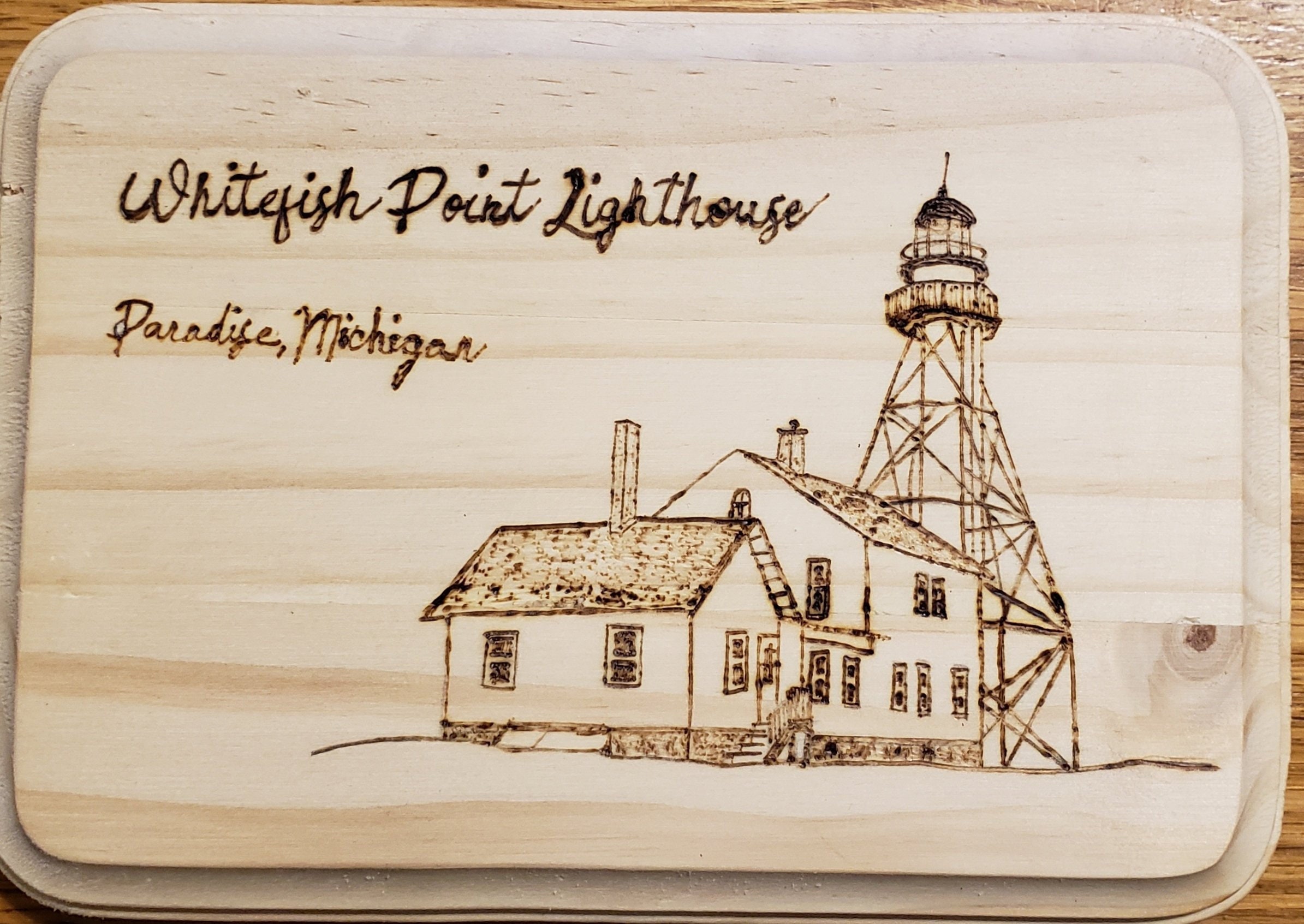 Michigan Lighthouses: Whitefish Point Lighthouse Custom Woodburned ...