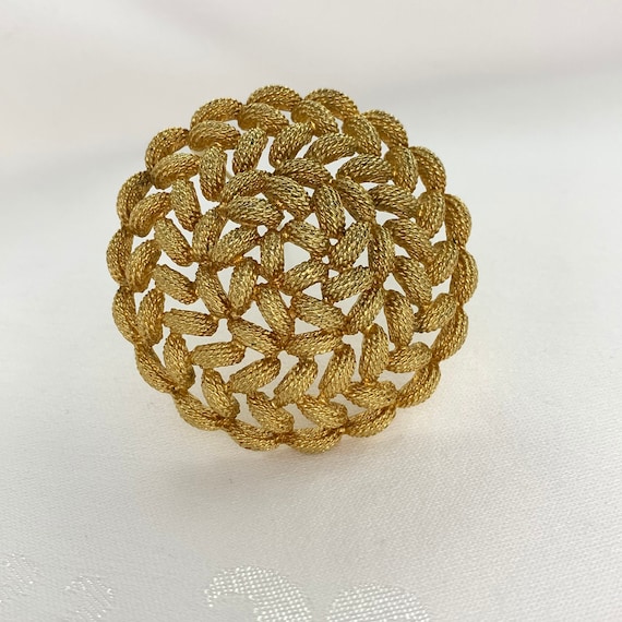 Vintage Monet Brooch Round Domed Open Work Woven … - image 1
