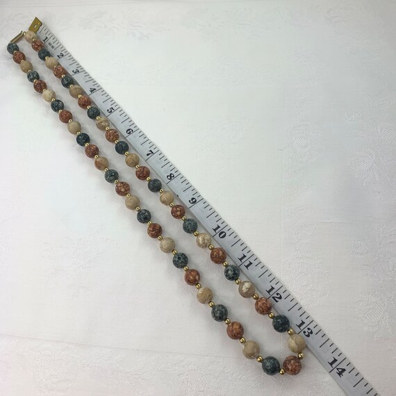 Vintage Necklace Jasper Stone Beads Natural Beige… - image 4