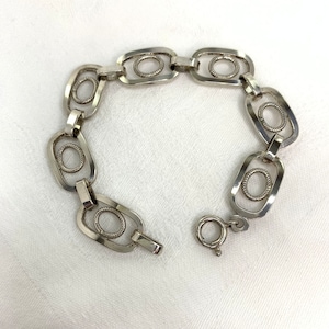Vintage Bracelet Unoaerre 1 A R 800 Silver Polished Open Links Textured Italy 7 1/2”