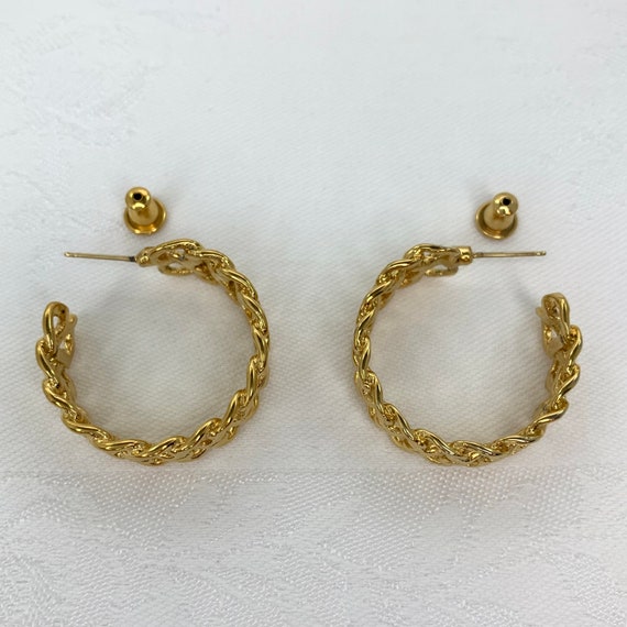 Vintage Hoop Earrings Open Work Double Chain Li… Gem