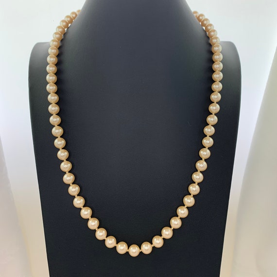 Vintage Monet Necklace Faux Pearls One Strand Cre… - image 2