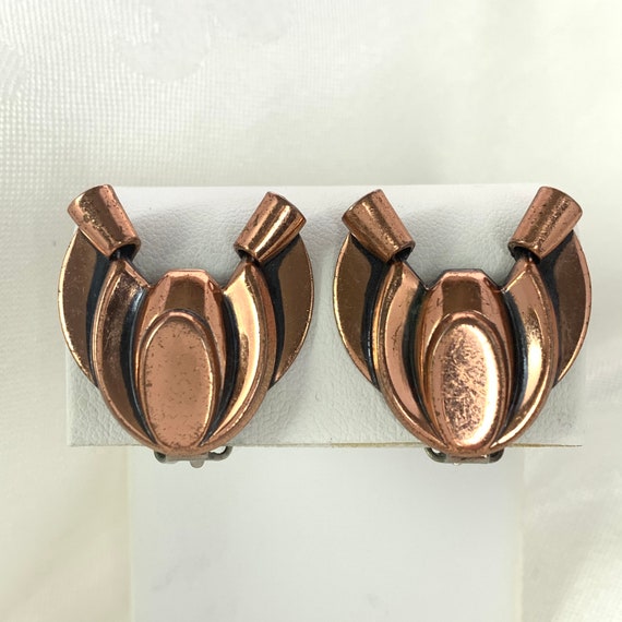 Vintage Renoir Earrings Copper Mid Century Modern… - image 2