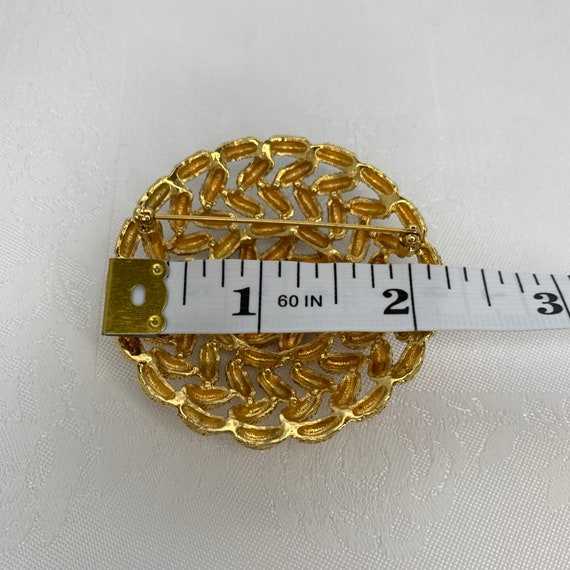 Vintage Monet Brooch Round Domed Open Work Woven … - image 6