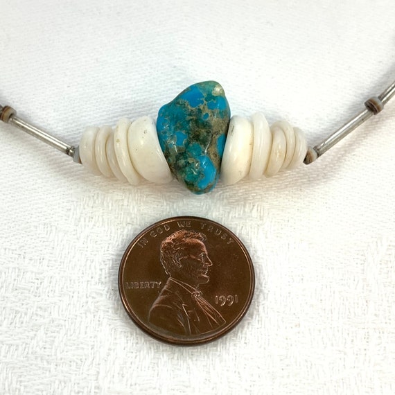 Vintage Necklace Puka Shells Turquoise Chips Tiny… - image 8