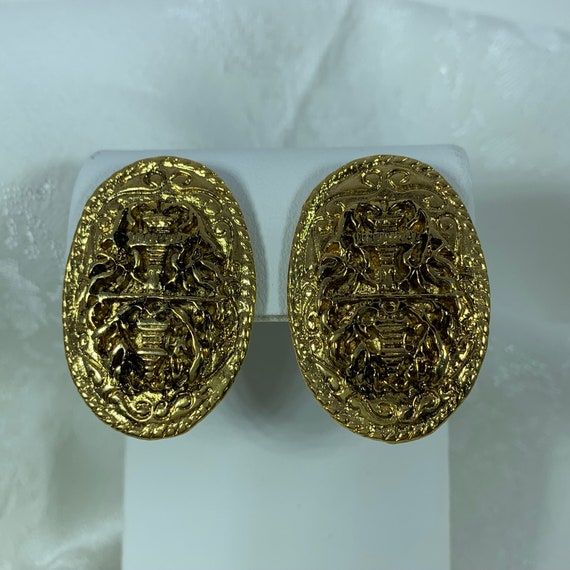 Vintage Erwin Pearl Earrings P.E.P. Medallions Cl… - image 2