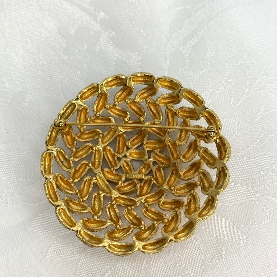 Vintage Monet Brooch Round Domed Open Work Woven … - image 8