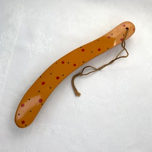 Vintage Bakelite Clothes Brush Bakelite Butterscotch Handle Painted Red Flowers Tiny Black Dots