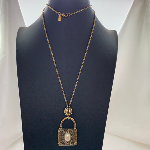 Louis Vuitton Lock Necklace with Key, Vintage Monet Rope Chain
