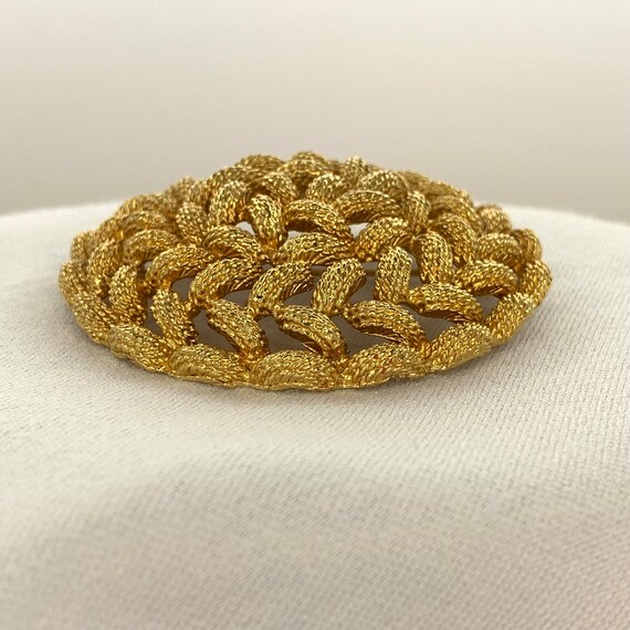 Vintage Monet Brooch Round Domed Open Work Woven … - image 4