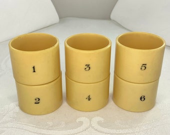 Antique Celluloid Napkin Rings Six (6) French Ivory Numbered One Through Six 1920’s Art Deco