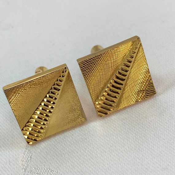 Vintage Cuff Links Square Mid Century Modern Atom… - image 2