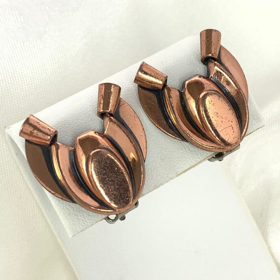 Vintage Renoir Earrings Copper Mid Century Modern… - image 1