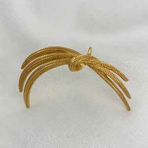 Vintage Monet Brooch Curved Textured Tied Bundled Tree Branches Gold Tone