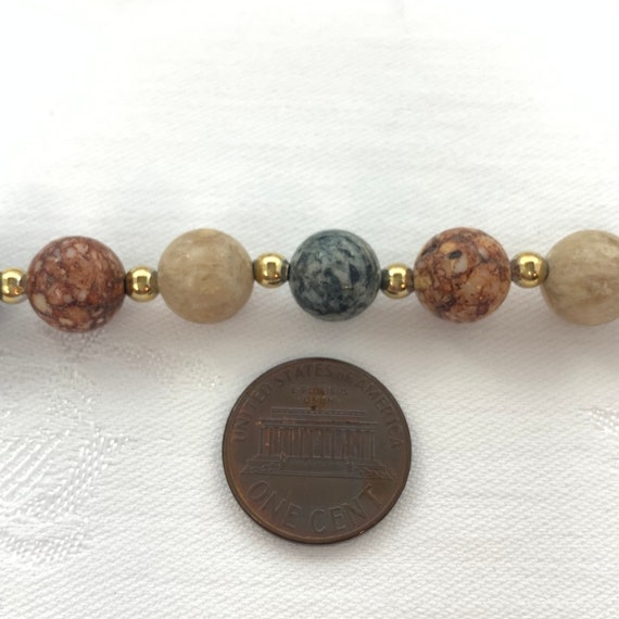 Vintage Necklace Jasper Stone Beads Natural Beige… - image 3