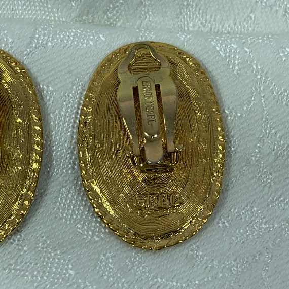 Vintage Erwin Pearl Earrings P.E.P. Medallions Cl… - image 8