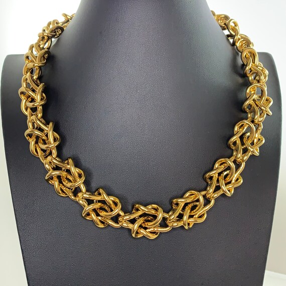 J Crew Necklace Chunky Double Love Knot Links Pol… - image 1