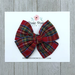 Holiday Plaid Bow | Fabric Bow | Baby Bow | Toddler Bow | Baby Headband | Hair Bow | Girls Hair Bow | Holiday Hair Bow| Plaid Hair Bow |