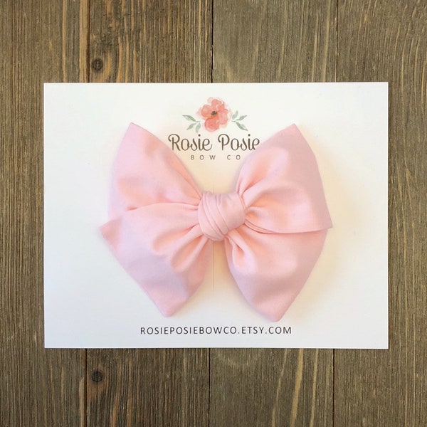Light Pink Fabric Bow | Girls Hair Bow | Baby Bow | Toddler Bow | Baby Headband  | Hair Bow | Fabric Bow | Handtied Bow | Pink Hair Bow |
