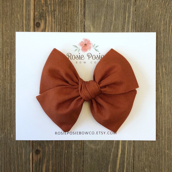 Cinnamon Spice Fabric Bow | Fabric Bow | Baby Bow | Toddler Bow | Baby Headband  | Hair Bow | Baby Headband | Handtied Bow | Fall Hair Bow |