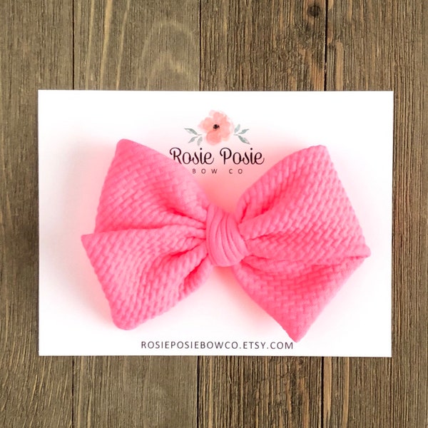 Neon Pink Fabric Bow | Fabric Bow | Baby Bow | Toddler Bow | Baby Headband  | Hair Bow | Girls Hair Bow | Summer Hair Bow | Neon Hair Bow