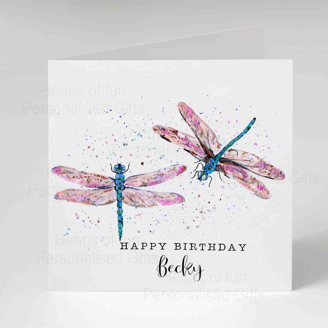 Dragonfly Birthday Card | Watercolour Dragonfly Card | Nature Birthday Card | Insect Art Card | Elegant Birthday Card | Personalised Card