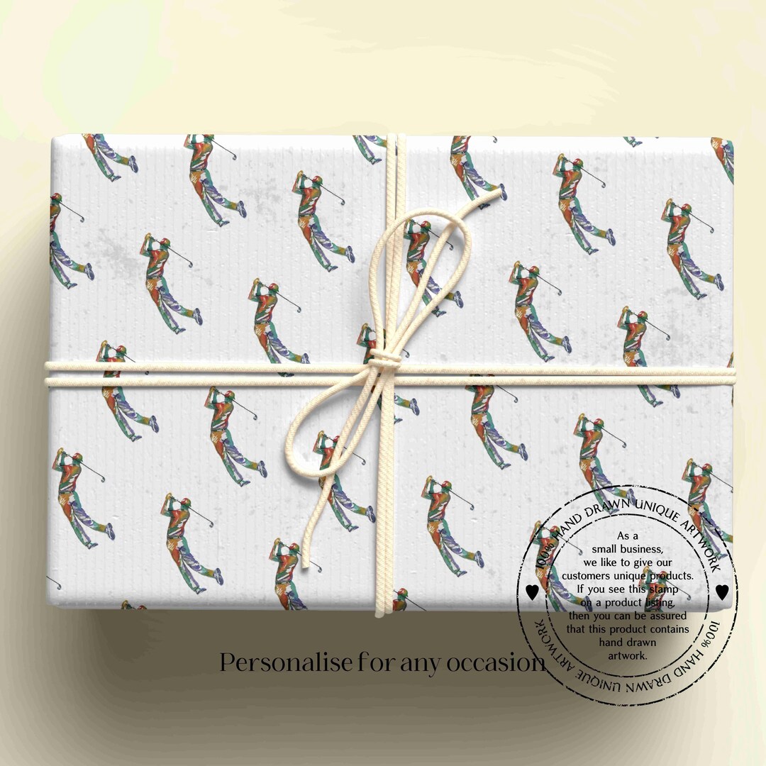 Golf Themed Wrapping Paper, Personalised Gift Wrap - for Any Occasion ...