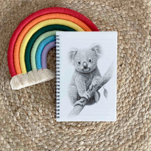 Sketchy Koala Notebook, Koala Gift, Personalised Notebook A5