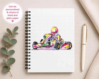 Go Kart Notebook Personalised, Kart Racing Gift, Motorsport Journal, Racing Driver Notebook, Custom Notebook, Optional Gift Wrap