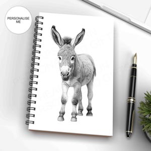 Personalised Sketchy Donkey Notebook with Any Name or Message - Donkey Themed Gift - A5 Notebook - Matching Wrapping Paper