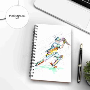 Personalised Cricket Notebook with Any Name or Message - Cricket Themed Gift - A5 Notebooks - Matching Wrapping Paper