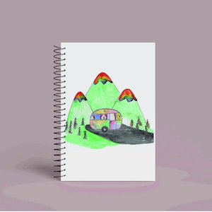 Personalised Caravann Notebook with Any Name or Message - Camping Themed Gift - A5 Notebook - Matching Wrapping Paper