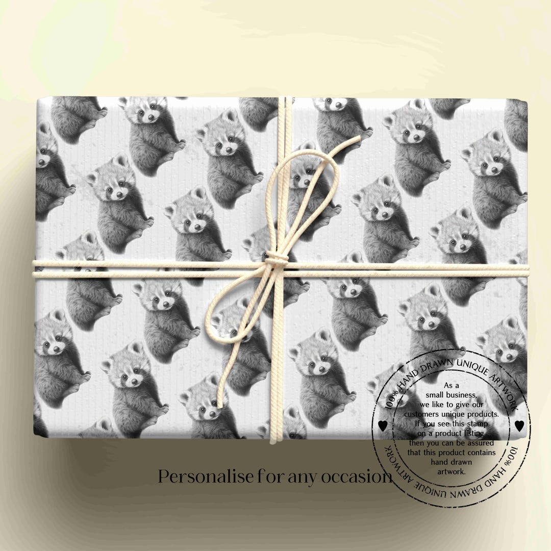 Panda Wrapping Red Panda Wrapping Paper - Personalised Gift Wrap - for Any Occasion - Etsy