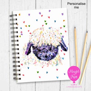 Personalised Valais Sheep Notebook with Any Name or Message - Farm Themed Gift - A5 Notebook - Matching Wrapping Paper