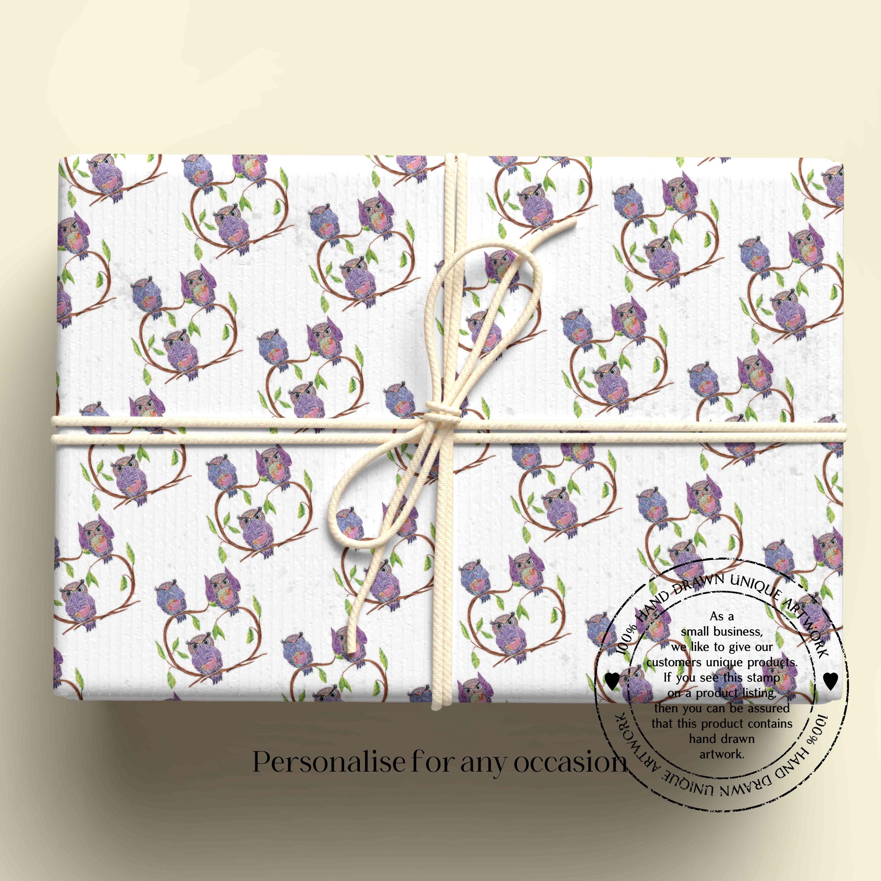 Owl Wrapping Paper, Personalised Gift Wrap - For any occasion