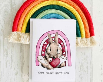 Some Bunny Loves You, Personalised Valentine's Day Card, Cute Bunny Valentine's Day Gift
