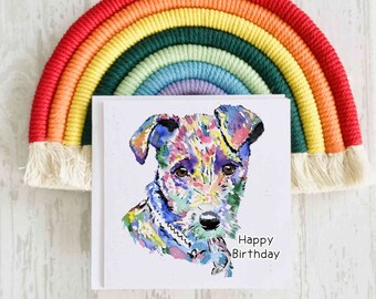 Patterdale Terrier Birthday Card, Personalised Dog Card, Dog Birthday Card