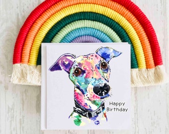 Whippet Birthday Card, Personalised Dog Card, Dog Birthday Card