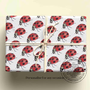 Papier cadeau coccinelle, emballage cadeau personnalisé,