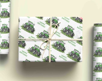 Green Tractor Wrapping Paper - Personalised Gift Wrap