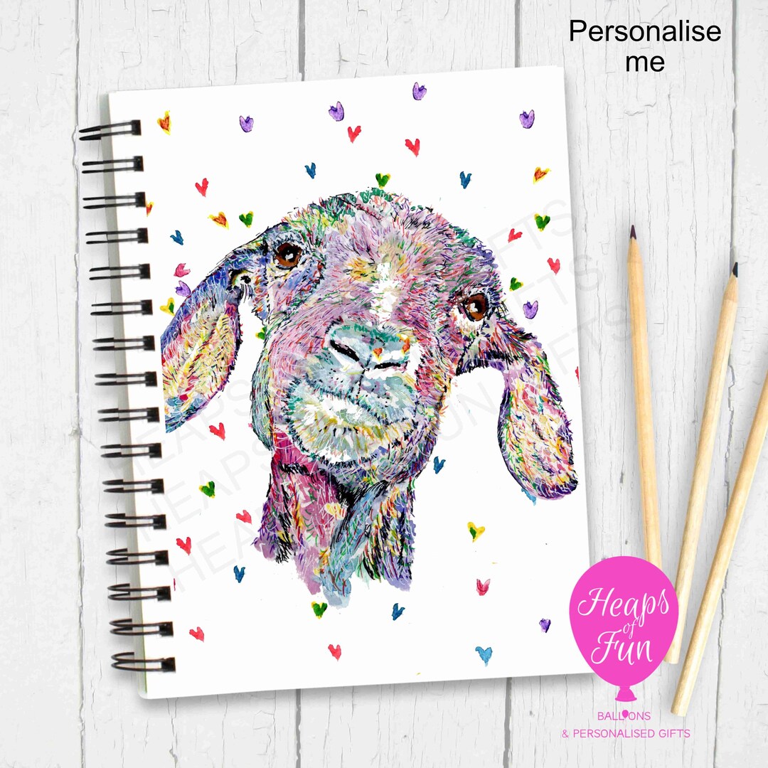 A5 Goat Notebook – Bold Rainbow Design – Lined or Plain – Hand-drawn ...