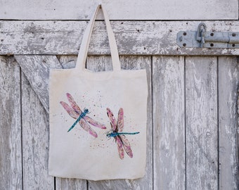 Personalised Dragonfly Tote Bag – Customised Shopper Bag, Personalised Gift for Her, Unique Gift, Eco-Friendly Tote Bag