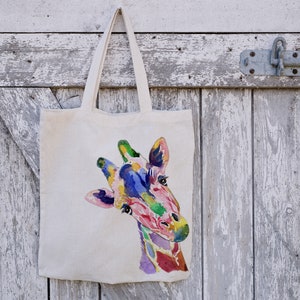 Personalised Tote Bag, Giraffe Tote Bag, Giraffe Gift, Reusable Bag