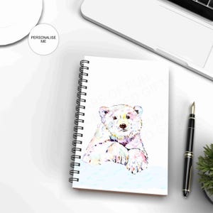 Personalised Polar Bear Notebook with Any Name or Message - Polar Bear Themed Gift - A5 Notebook - Matching Wrapping Paper