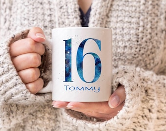 Personalised 16th Birthday Mug - Custom Name & Age - Unique Gift for 16-Year-Old - Perfect Birthday Present for Teens