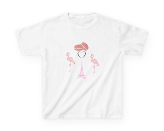 Flamingo Heart Eiffel Tower Kids Tee