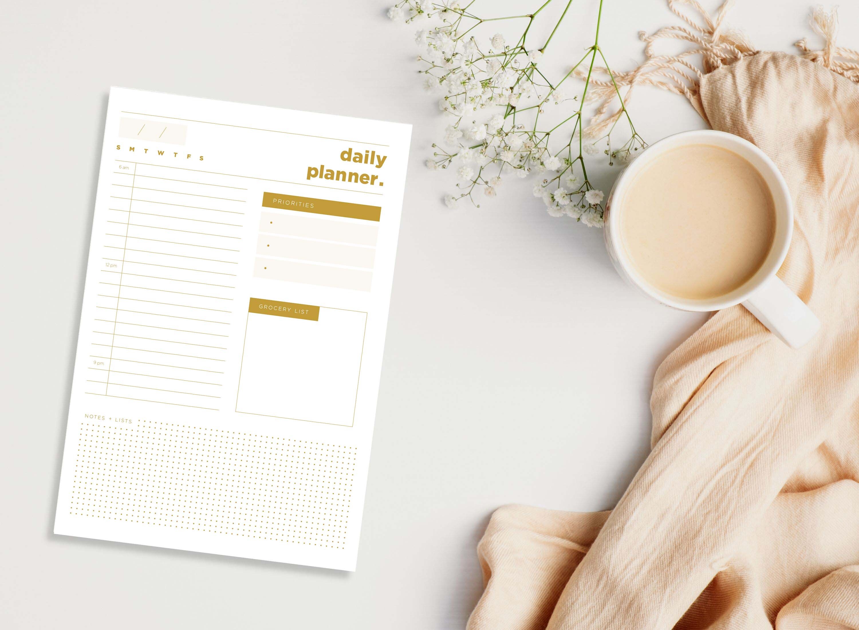 Daily Undated Planner Printable - Letter, A5, A4, Half Letter Sizing ...