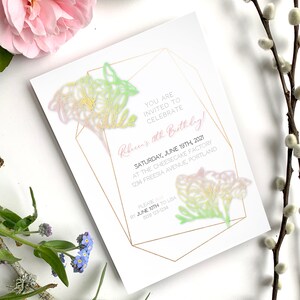 Freesia Geometrische Verjaardagsfeest Uitnodiging Sjabloon